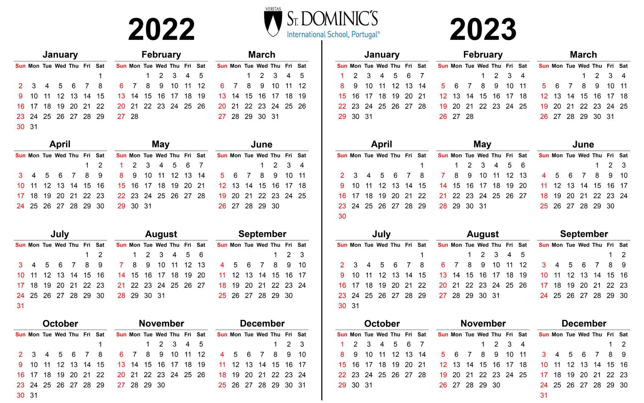 Calendar & Term Dates - St. Dominic's